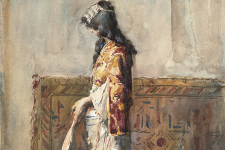 Mujer Morroqui por Mariano Fortuny, a painting of a woman sadly staring into the distance