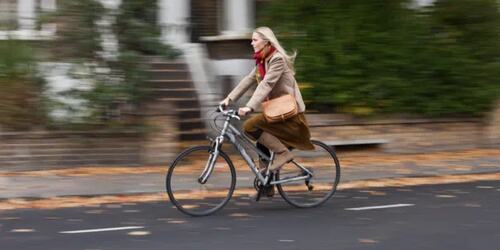 woman riding a bike